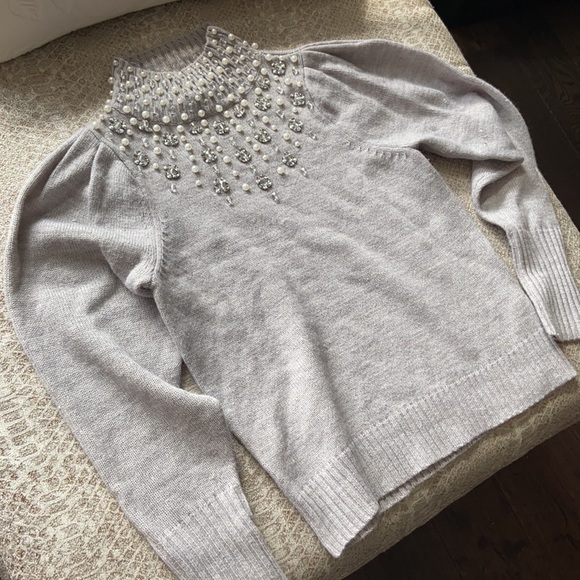 ASOS pearl and beads turtle neck wool sweater US 2 - Picture 4 of 15